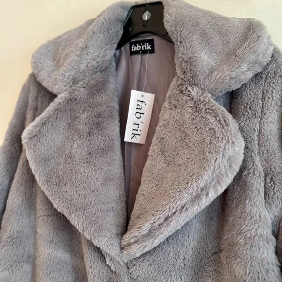 NWT Grey Cozy Soft Fleece Teddy Jacket Size S - Picture 5 of 10